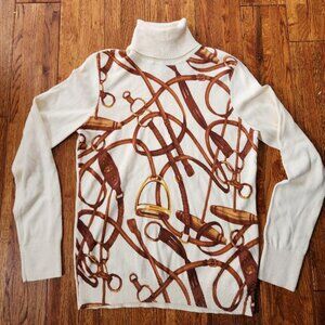 Lauren Ralph Lauren Horse Bit Equestrian Long Sleeve Turtleneck Sweater Large